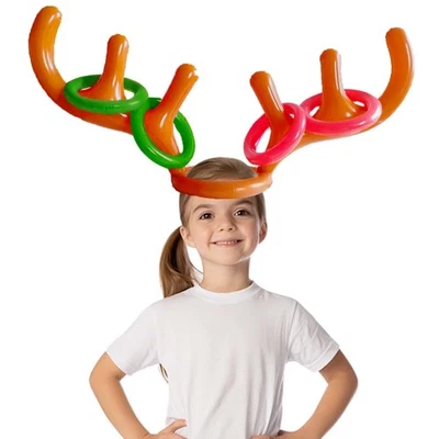 Christmas Party Ring Toss Game Inflatable Reindeer Antler Hat, Novelty — 第 1/4 张图片