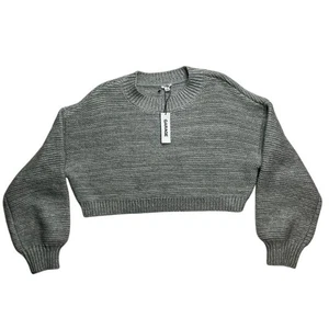 GARAGE Fall Grey Mix Cassidy Cropped Knit Sweater P S New Cozy New - Picture 1 of 10