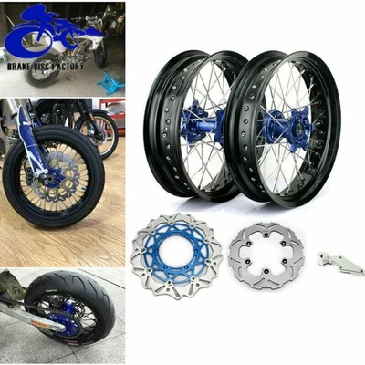 For Yamaha Supermoto 17"x3.5/4.25 Wheels Rotors Sprocket Set YZ250F YZ450F 09-13 - Image 1 of 4