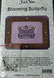 JUST NAN BLOOMING BUTTERFLY CROSS STITCH CHART & EMB PACK - Picture 1 of 2