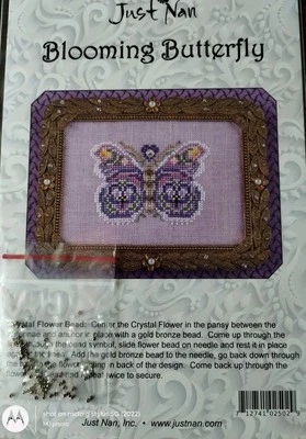 JUST NAN BLOOMING BUTTERFLY CROSS STITCH CHART & EMB PACK - Image 1 of 2