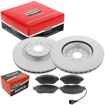 MAPCO Dischi Freno 340mm + Pastiglie Anteriori Adatto per Audi A3 Seat Leon - Immagine 1 di 2