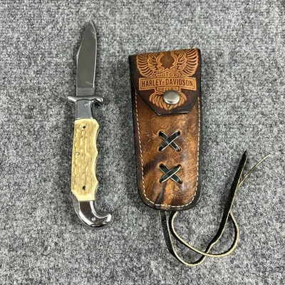 Faca vintage Deer Hunter Japão com bainha de couro Harley-Davidson – Usado - Imagem 1 de 4