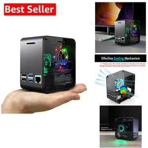 Stylish Raspberry Pi 4 Case - Matte Black Mini Tower with Cooling & RGB Light - Picture 1 of 11