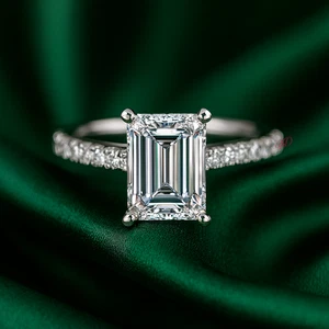 Diamond Engagement Ring Lab Grown Emerald  1.8 Carat IGI Certified Platinum 950 - Picture 1 of 14