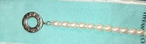 7.5" Tiffany & Co Sterling Silver 8mm Pearl Bead Toggle Charm Bracelet Box Pouch - Picture 1 of 3