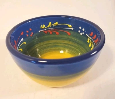 Cuenco texturizado de cerámica pintado a mano español colorido baratija plato de joyería  Foto 1 de 4