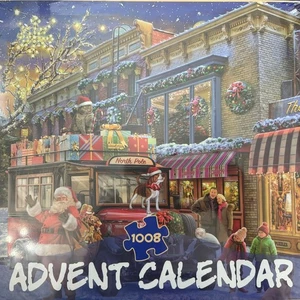 Rompecabezas Calendario de Adviento 1008 Piezas Vacaciones Navidad Ciudad Escena Nuevo - Imagen 1 de 4
