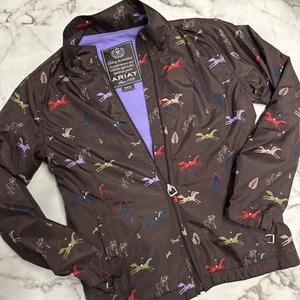 Ariat Girls Windbreaker Jacket Size M (8-10)Hors brown Colorful Saddle - Picture 1 of 4