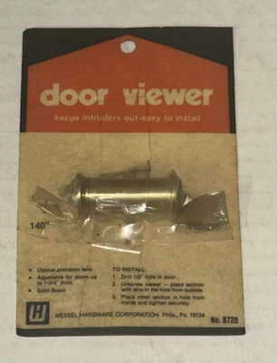 Visor de puerta de latón macizo de 140 grados Wessel Hardware #8702 puertas de hasta 1 3/4" de grosor Foto 1 de 4