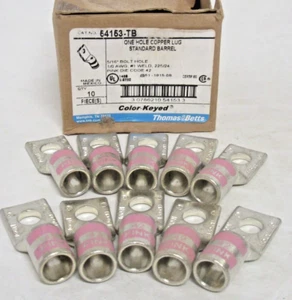 Box of 10 Thomas and Betts Color-Keyed Copper Compression Lug #1/0 AWG 5/16 Hole - Picture 1 of 5