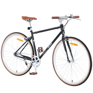 Single Speed Retro Style 700C Black Steel Road Bike for Men Women's City Bicycle - Picture 1 of 5
