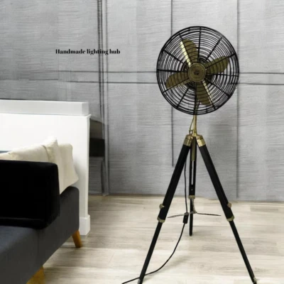 Ventilador de piso trípode náutico de pedestal negro | Ventilador de pedestal industrial | Ajustable Foto 1 de 4