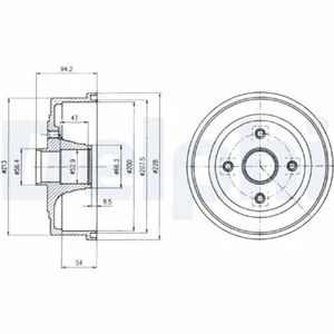 2x DELPHI Bremstrommel Trommeln Trommelbremse Hinten BF472 - Bild 1 von 1