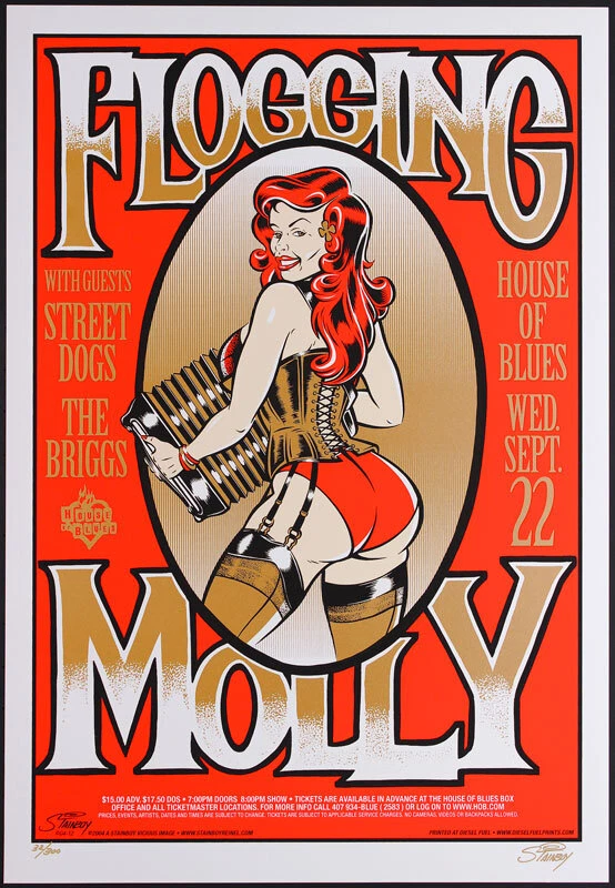 Flogging Molly House of Blues Orlando FL 2004 Original Concert Poster Stainboy - Image 1 of 1