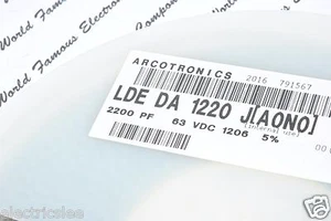 20 piezas - Condensador SMD ARCOTRONICS 2200P (2200pF 2.2nF) 63V 1206 LDE DA 1220 J - Imagen 1 de 3