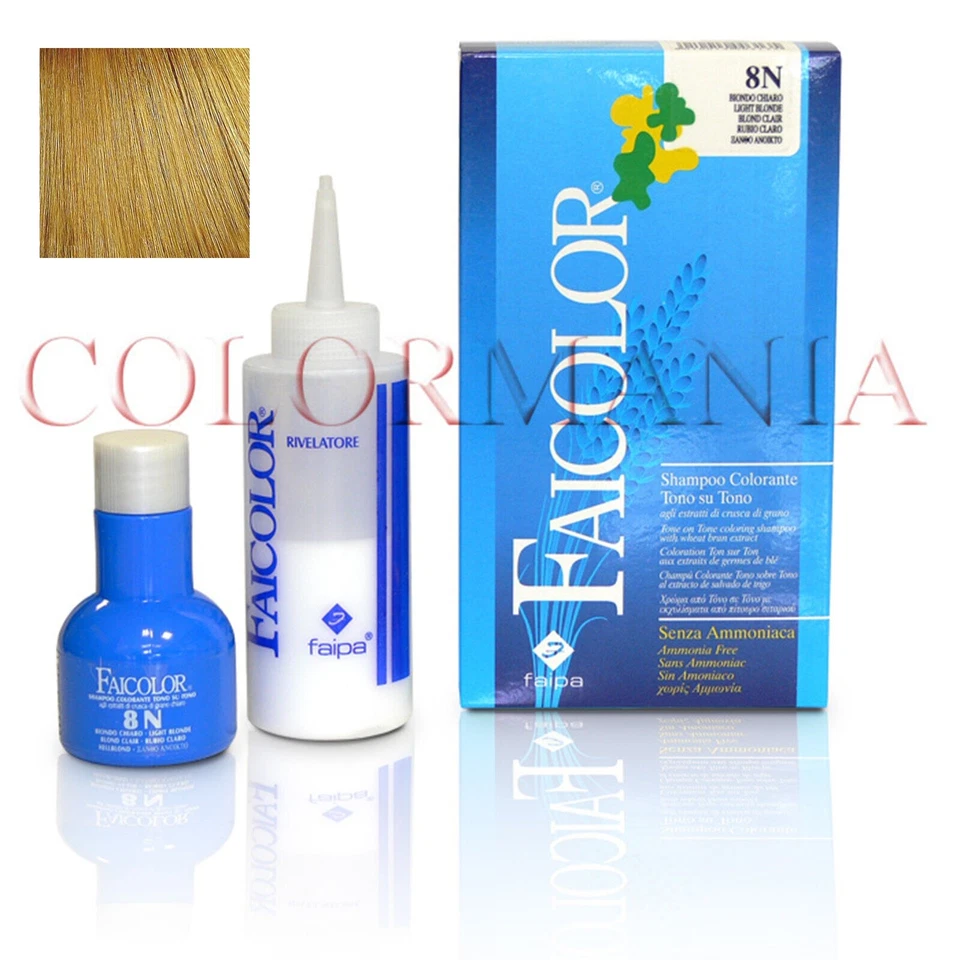 FAICOLOR SHAMPOO COLORANTE SENZA AMMONIACA TONO SU TONO 8D BIONDO CHIARO DORATO  - Immagine 1 di 1