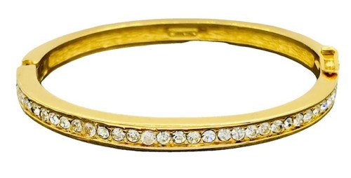 Bracciale bracciale bracciale bracciale gioielli vintage CHRISTIAN DIOR cristallo placcato oro.