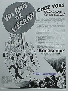 WERBUNG KODASCOPE KODAK PATHE CINE FILM LAUREL ET HARDY COMIC CHAPLIN VON 1937 AD - Bild 1 von 1