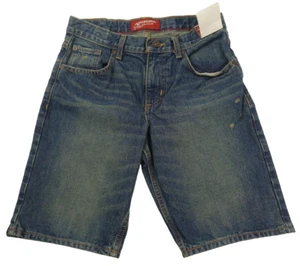Arizona Jeans Shorts Boy 14 Adjustable Waistband Pockets Dark Distressed Cotton - Picture 1 of 8