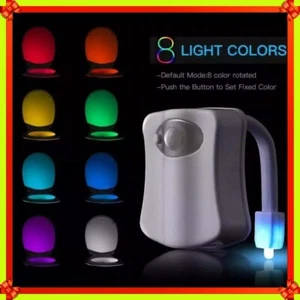 2pc Light LED Toilet Seat Motion Sensor Commode Bowl Colour Changing Night - Foto 1 di 6