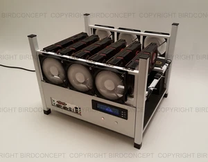 6 GPU Open Air Mining Case Computer ETH Miner Frame Rig 6x Fan & Temp Monitor - Bild 1 von 10
