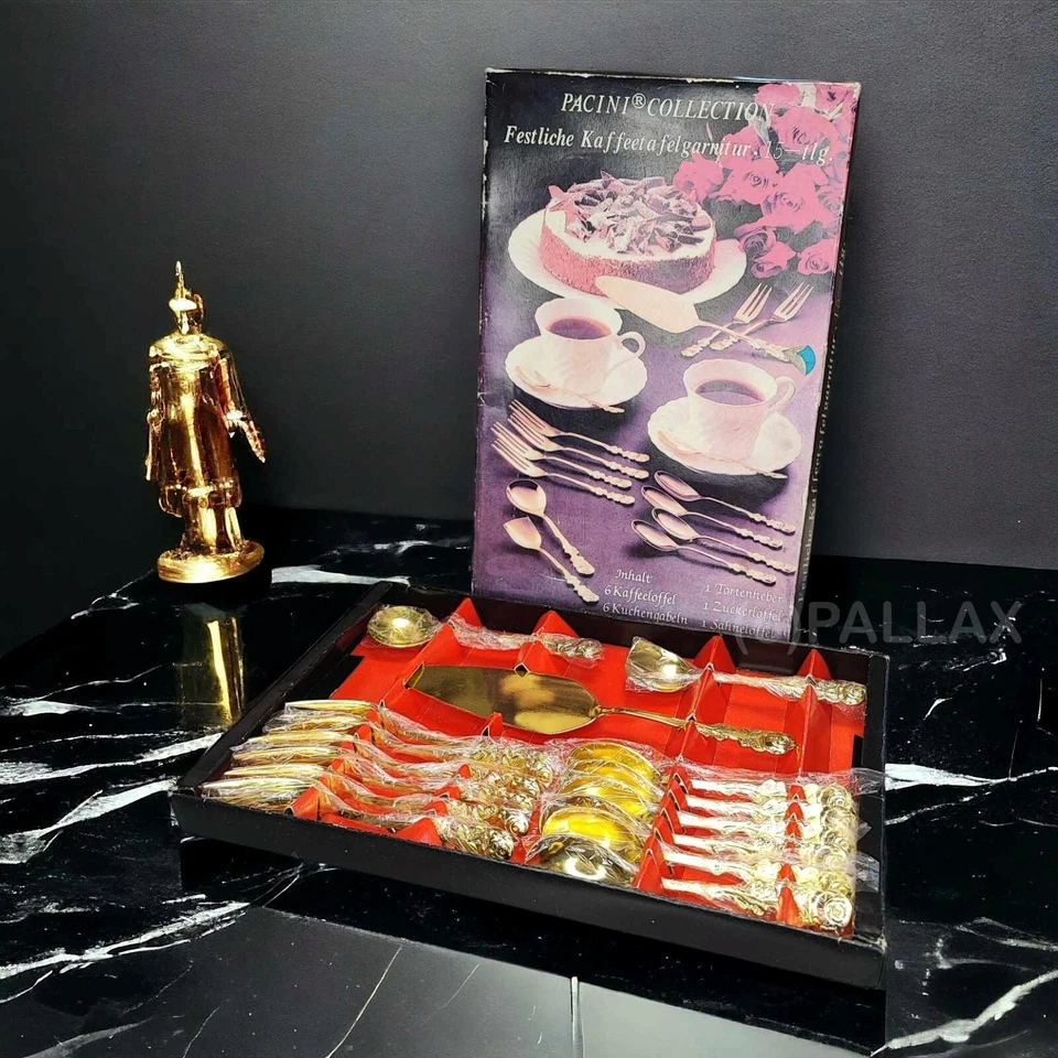 PACINI COLLECTION KAFFEETAFEL-GARNITUR 15-TLG. HILDESHEIMER ROSE GOLD BESTECK - Bild 1 von 3