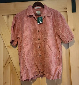 New! LL BEAN Shirt Mens L Batik Mayan Aztec Cotton Red Tropic Traditional 261082 - Picture 1 of 14