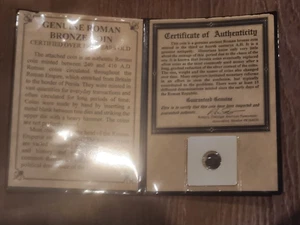 Moneda de bronce romana genuina 240-410 dC con certificado de autenticidad - Imagen 1 de 5