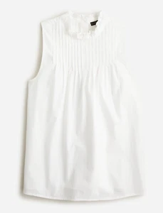 J.Crew Pintuck Cotton Poplin Top Sleeveless Shirt, White BL077, Size Large NEW - Picture 1 of 14