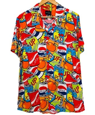 Staple Superior Men's Size Small Soda Drink Print Viscose Short Sleeve Shirt - Image 1 of 4