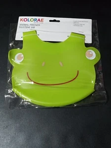 KOLORAE Animal Friends Silicone Baby Bib BPA FREE Frog 2 Pack - Picture 1 of 3