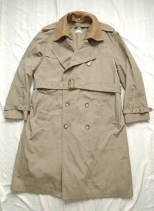 Vintage 70s 80s Brooks Brothers Men's 42 Double Breasted Belted Trench Rain Coat - Picture 1 of 10