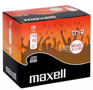 Maxell CD-R 700MB Audio/Music CD-R XL-II 80 Jewel Cased (Pack 10) - Picture 1 of 3