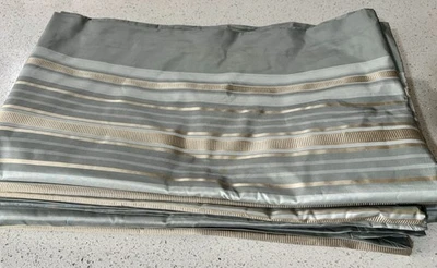 Herrajes de restauración "Aqua Tan Rayas 100% Seda" 50 X 86 Panel de cortina forrado Foto 1 de 4