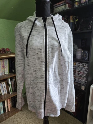 Sudadera con capucha Tek Gear blanca estampada con cremallera y ribete negro XXL  Foto 1 de 4