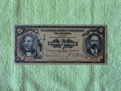5 Pesos 1915 Sinaloa - Image 1 of 2