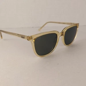 WMP Abner Sunglasses Polarized Square Eyewear Green Tint Lens Beige Translucent - Picture 1 of 12