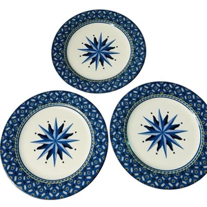 Victoria & Beale Salad Plates Williamsburg Blue Starburst Set Of 3 Vintage 90s - Picture 1 of 8