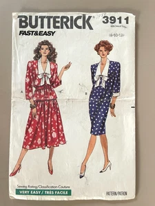 1980's Butterick Misses' Dress,Top,Skirt Pattern 3911 Size 8-12 UNCUT - Picture 1 of 2