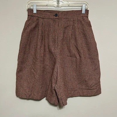 Pantalones Cortos De Colección Leslie Fay Ropa Deportiva Para Mujer 10 Marrón Rojo Pata de Gallo Plisado Informal Foto 1 de 4