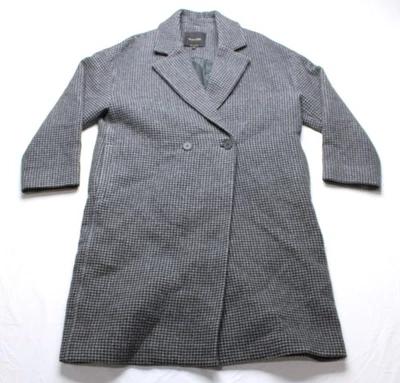 Gabardina italiana envolvente a cuadros pata de gallo Massimo Dutti para mujer CD4 gris mediana Foto 1 de 4