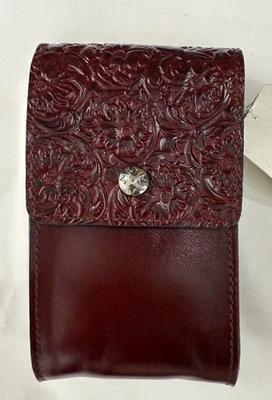 CARTERA BANDOLERA DE CUERO PATRICIA NASH RIVALTA MONEDERO DE VIAJE ROJO SANGRE DE BUEY NUEVO CON ETIQUETAS Foto 1 de 4