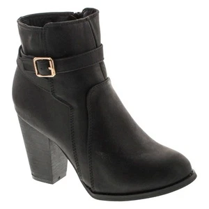 Top Moda DEMO-6 Women's Buckle Chunky Stacked Heel Ankle Booties - Picture 1 of 4
