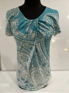 Etro Milano Women's Pullover Blue Short Sleeve Round Neck Top Size 42 - Picture 1 of 8