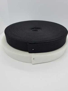 FLAT WOVEN ELASTIC BLACK WHITE HIGH QUALITY FAST POSTAGE UK - Picture 1 of 5