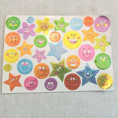 Vintage Stickers highlights Shimmer happy face . One sheet. 31 stickers. - Image 1 of 4