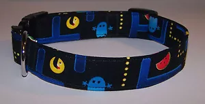 Wet Nose Designs Retro Pac Man Fever Inspired Dog Collar Arcade Games Black - Picture 1 of 4