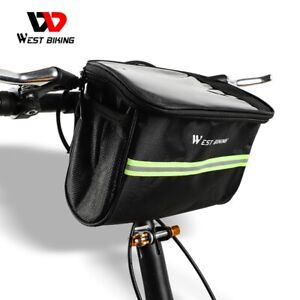 WEST BIKING Bike Handlebar Bag Bicycle Front Basket Phone Bag Waterproof 4L