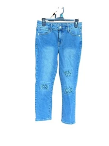 Cat and Jack Girls Skinny High Rise Patch Jeans Sz 16 - Picture 1 of 3